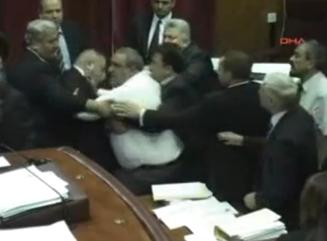 Fight in the Turkish Cypriot General Assembly (Video)