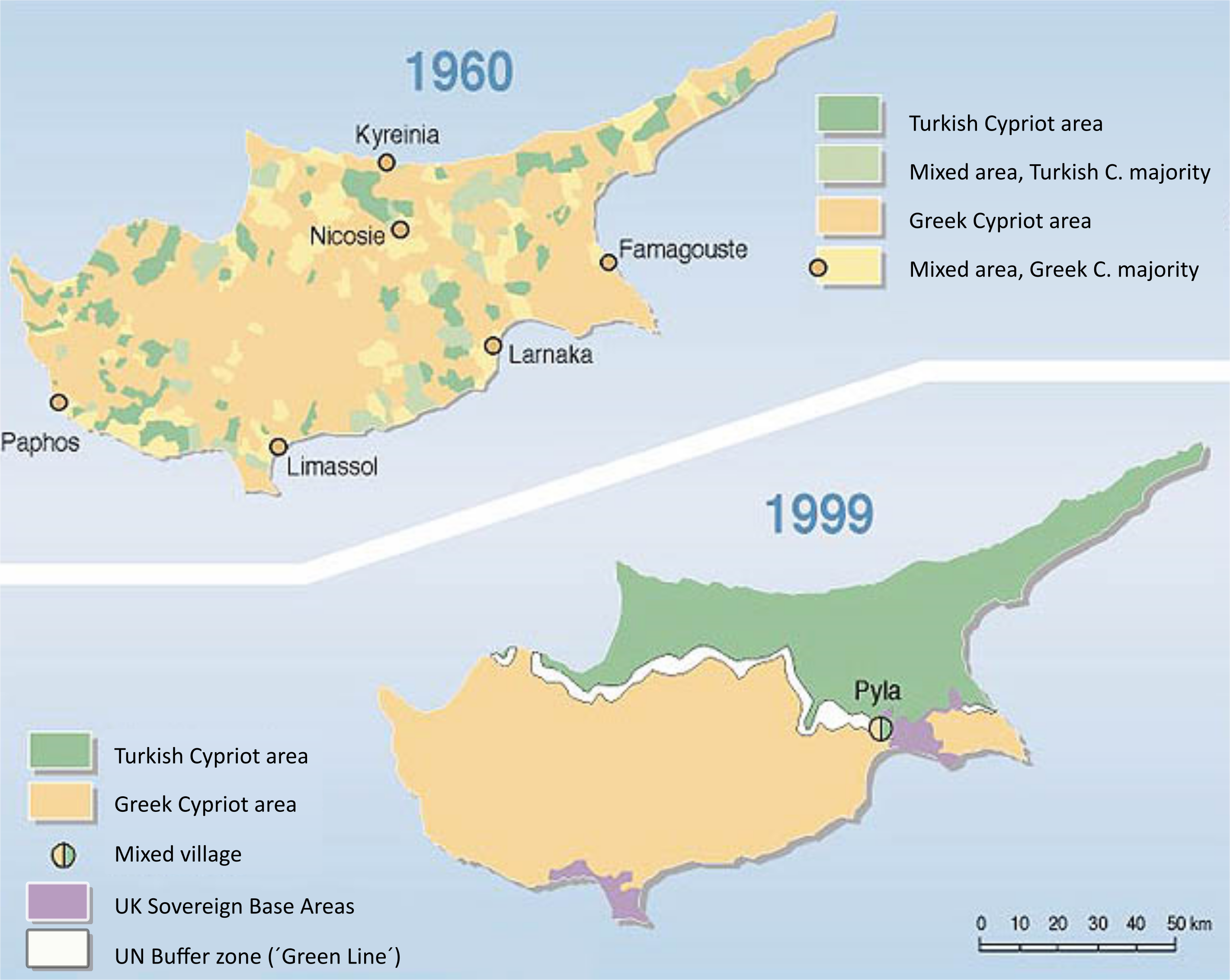 cyprus population distribution 1960 - 1999