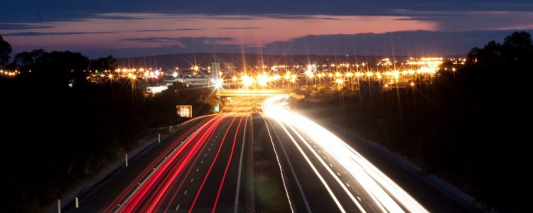 Light games - night road photo by Lefteris Katsouromallis