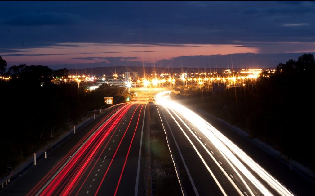 Light games - night road photo by Lefteris Katsouromallis